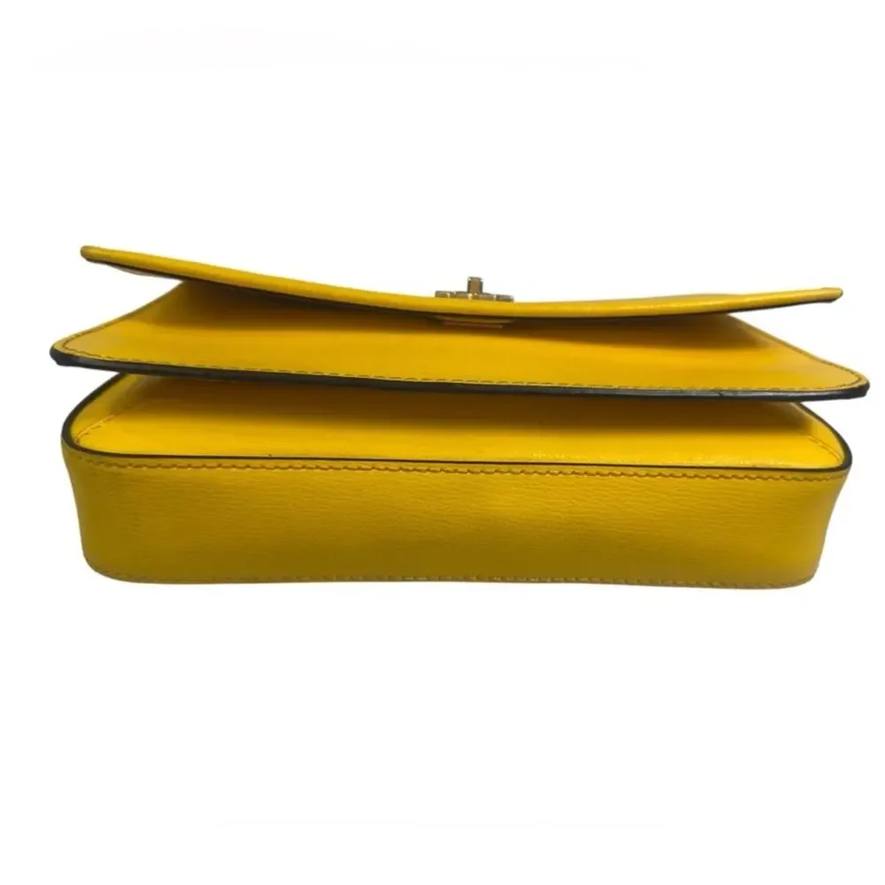Tory Burch Yellow Leather Crossbody | Gold Chain Strap